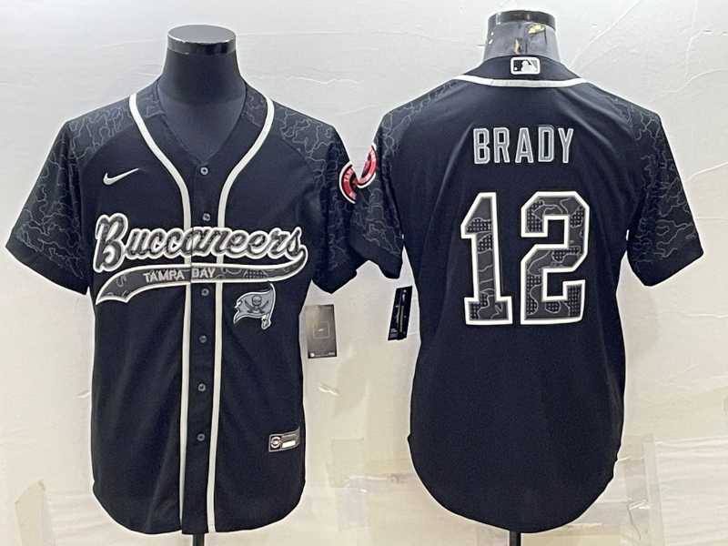Men%27s Tampa Bay Buccaneers #12 Tom Brady Black Reflective Limited Stitched Football Jersey
